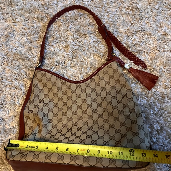 Gucci Burgundy GG Canvas Marrakech Hobo Purse - Picture 9 of 9